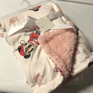 Minnie Mouse Santa Disney Pink Baby Blanket Brand New